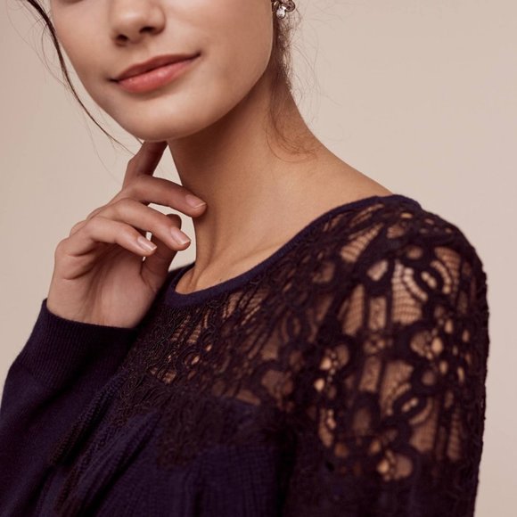 Anthropologie Mixed Media NAVY Pullover - Size Small - Picture 3 of 11